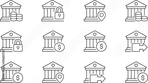 Bank and finance symbols building money