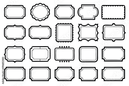 set of rectangle frames silhouette line art vector illustration with a white background