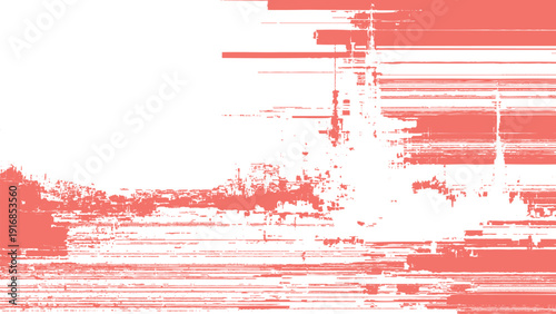 Coral-pink grunge brush stroke texture overlay design element on isolated transparent background