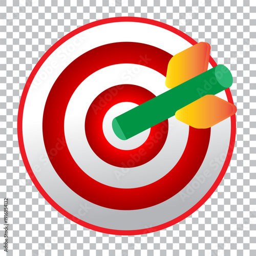 Target with arrow in bullseye, concept of success and accuracy