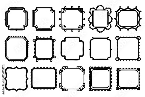 set of rectangle frames silhouette line art vector illustration with a white background