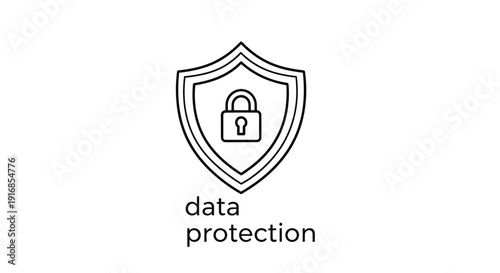 Data protection icon a shield with a padlock symbolizing security and privacy