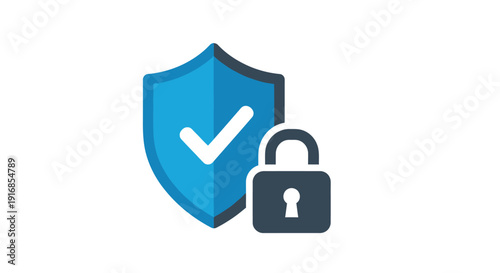Security shield icon with a checkmark and padlock representing data protection