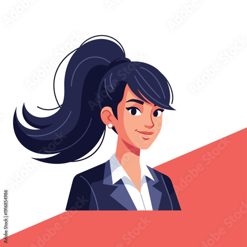 Smiling Businesswoman Cartoon Character Illustration.