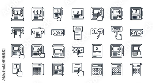 Collection of Financial Transaction Icons and Symbols.