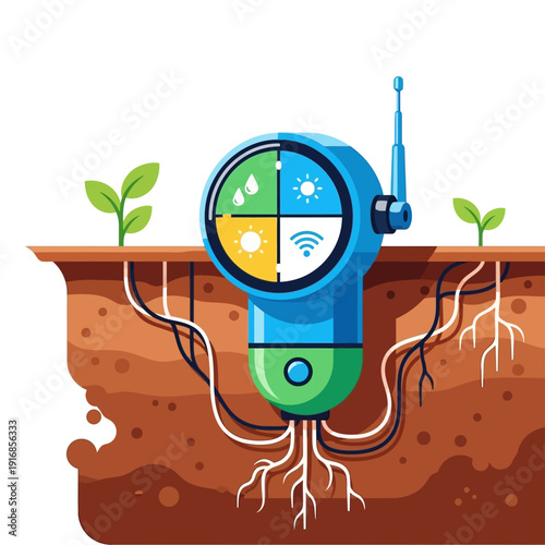 Soil Moisture Sensor Device Underground.