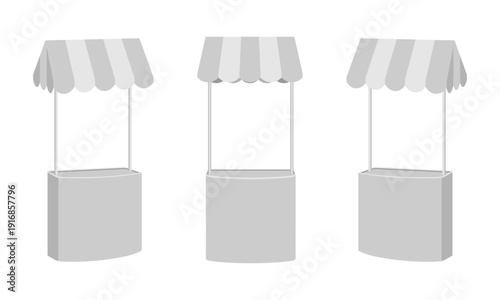 promotional table stand with canopy, vector illustration isolated on white background
