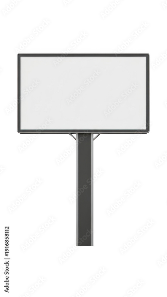 Fototapeta premium Blank billboard sign on a post isolated on transparent background