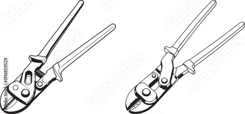 Heavy Duty Bolt Cutters - Industrial Tool Vector Art