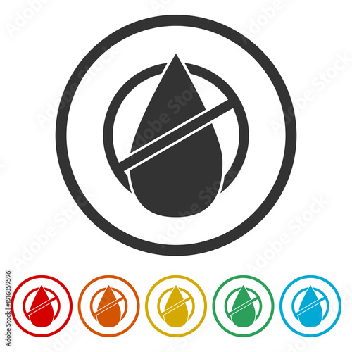 No trans fats, palm oil free icon. Set icons in color circle buttons