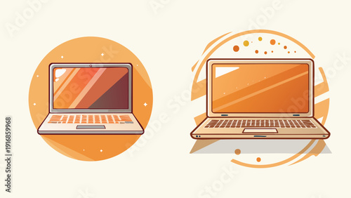 Modern laptop computer digital technology icon on a light background