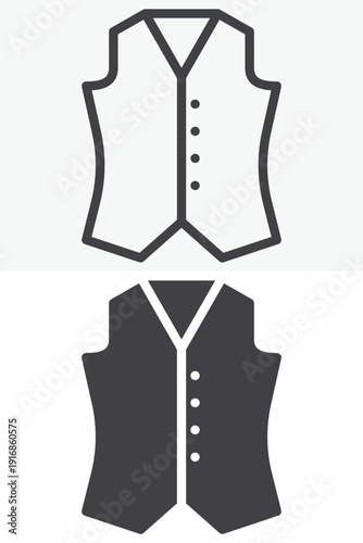 Waistcoat icon in line outline and solid style. Editable stroke vector sign and symbol. Waistcoat icon set for formal clothing and classic fashion design.
