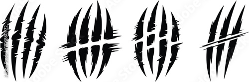 Claw Scratch Marks Set Isolated on White