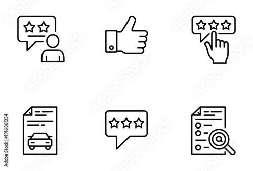 Set of vector icons representing reviews and ratings