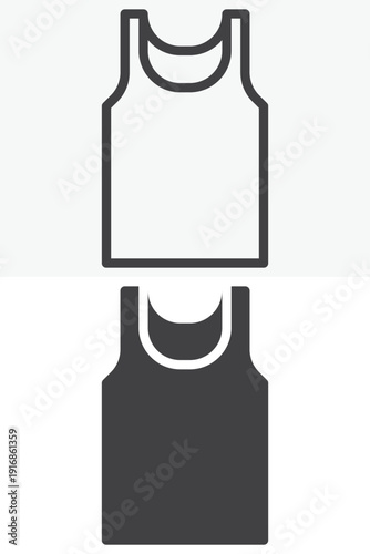 Sleeveless shirt icon in line outline and solid style. Editable stroke vector sign and symbol. Sleeveless shirt icon set for summer clothing and casual fashion.