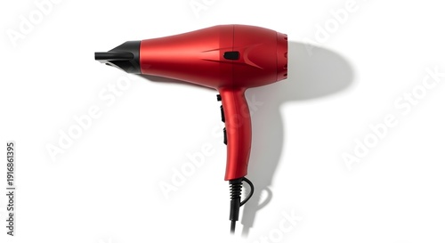 Red hair dryer on a light background 