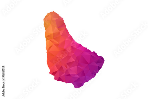 Barbados Map - Polygon Style Vector Illustration in Orange and Pink Gradient, Low Poly Geometric Design, Isolated on White Background for Infographics and Education.