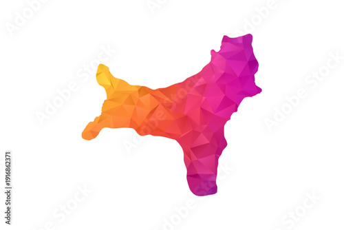 Christmas Island Map - Polygon Style Vector Illustration in Orange and Pink Gradient, Low Poly Geometric Design, Isolated on White Background for Infographics and Education.