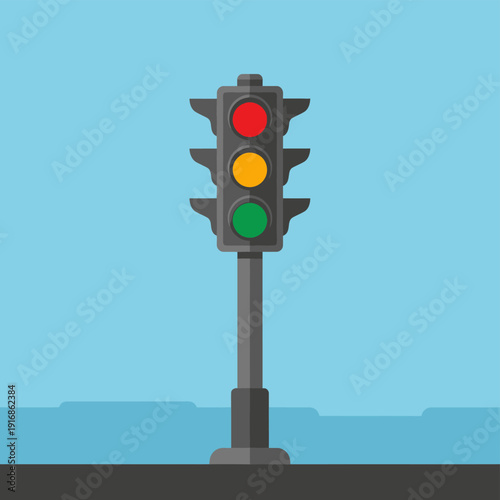 Traffic Light on Pole Illustration.