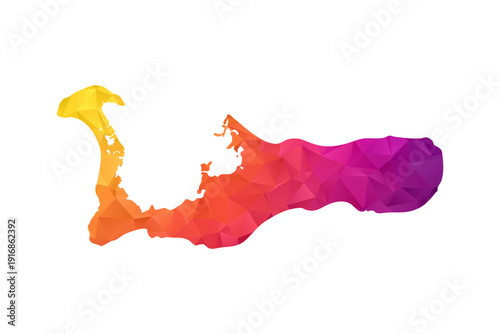 Cayman Islands Map - Polygon Style Vector Illustration in Orange and Pink Gradient, Low Poly Geometric Design, Isolated on White Background for Infographics and Education.