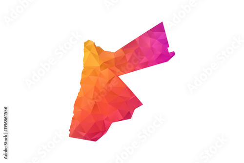 Jordan Map - Polygon Style Vector Illustration in Orange and Pink Gradient, Low Poly Geometric Design, Isolated on White Background for Infographics and Education.