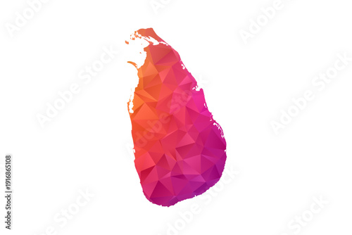 Sri Lanka Map - Polygon Style Vector Illustration in Orange and Pink Gradient, Low Poly Geometric Design, Isolated on White Background for Infographics and Education.