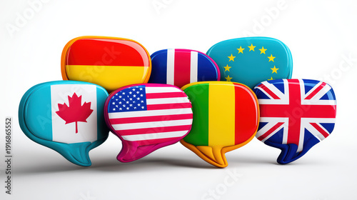 colorful speech bubbles for language learning concept