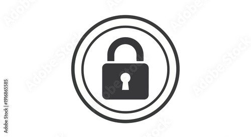 Simple Black Padlock Icon on White Background.