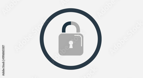 Simple Icon of a Padlock Symbol Inside a Circle.
