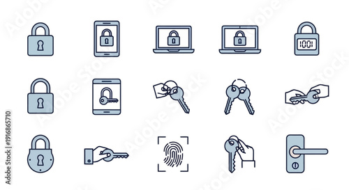 Collection of Security and Access Icons.