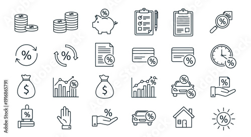 Financial Icons Set Representing Money and Growth.