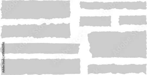 Torn paper strips and ripped edge banners vector set isolated on white background EPS file formats.
