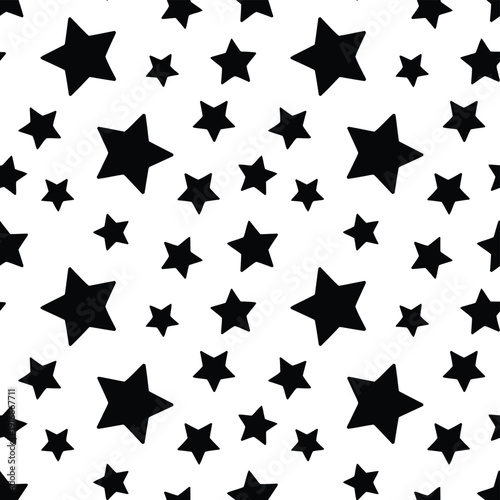 Black stars scattered across a bright white background pattern