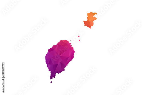 Sao Tome and Principe Map - Polygon Style Vector Illustration in Orange and Pink Gradient, Low Poly Geometric Design, Isolated on White Background for Infographics and Education.