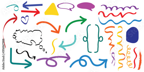 Colorful arrow and shape illustration