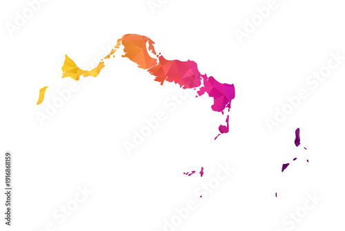 Turks and Caicos Islands Map - Polygon Style Vector Illustration in Orange and Pink Gradient, Low Poly Geometric Design, Isolated on White Background for Infographics and Education.