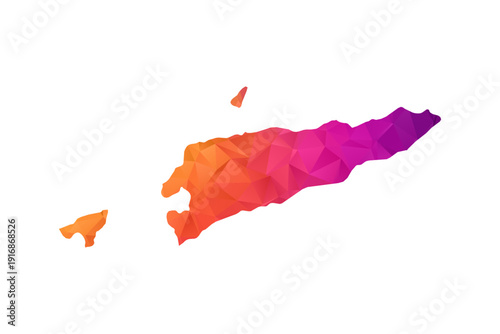Timor Leste Map - Polygon Style Vector Illustration in Orange and Pink Gradient, Low Poly Geometric Design, Isolated on White Background for Infographics and Education.