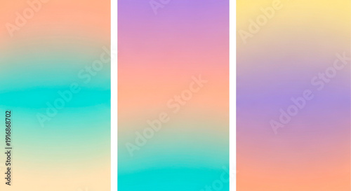 Three soft pastel gradient backgrounds with smooth color transitions.
