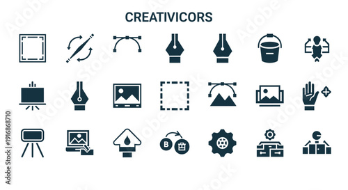 A collection of creative icons for design and innovation