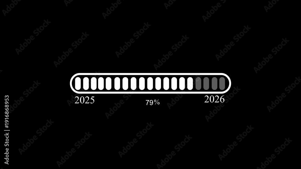 Segmented progress bar showing from 2025 to 2026 animation vídeo de ...