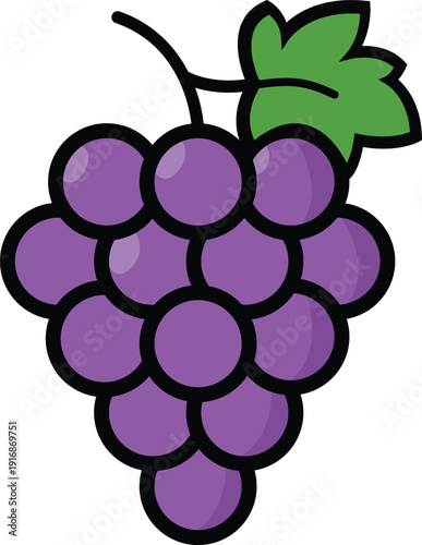 Vibrant Grapes Cluster Vector Illustration - Fresh, Juicy, Healthy Fruit for Food & Beverage Designs