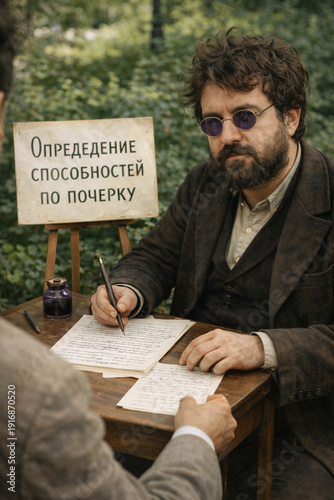 
man writes letters