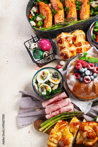 Wallpaper Mural Easter festive table concept. Family dinner. Torontodigital.ca