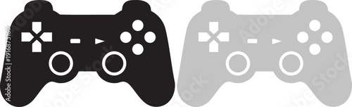 Gamepad controller icon black silhouette outline isolated on transparent background for video games gaming entertainment