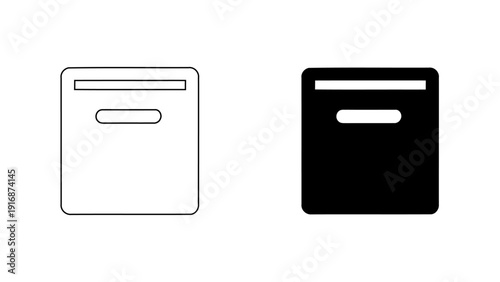 Storage Box Icon Set, Household Organizer or Archive Bin Symbol, Minimalist Line and Glyph Style for Home Utility UI UX Design 4K