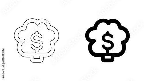 Money tree icon with dollar sign symbol for financial growth and investment concept.