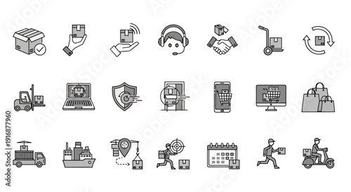 Logistics and Delivery Service Icons Set.