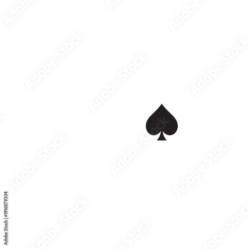 Black spade symbol on a white background, isolated, representing gambling, cards, and luck. Simple, minimalist design.