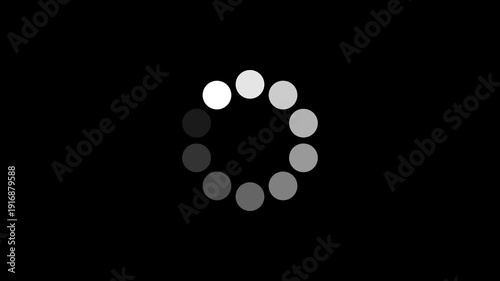 Black gradient dotted round loading page video design on black background