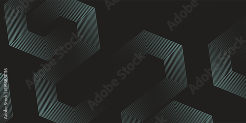 Dynamic turquoise neon hexagonal lines form a striking geometric pattern on a black background, evoking modern technology, futuristic design, and digital aesthetics